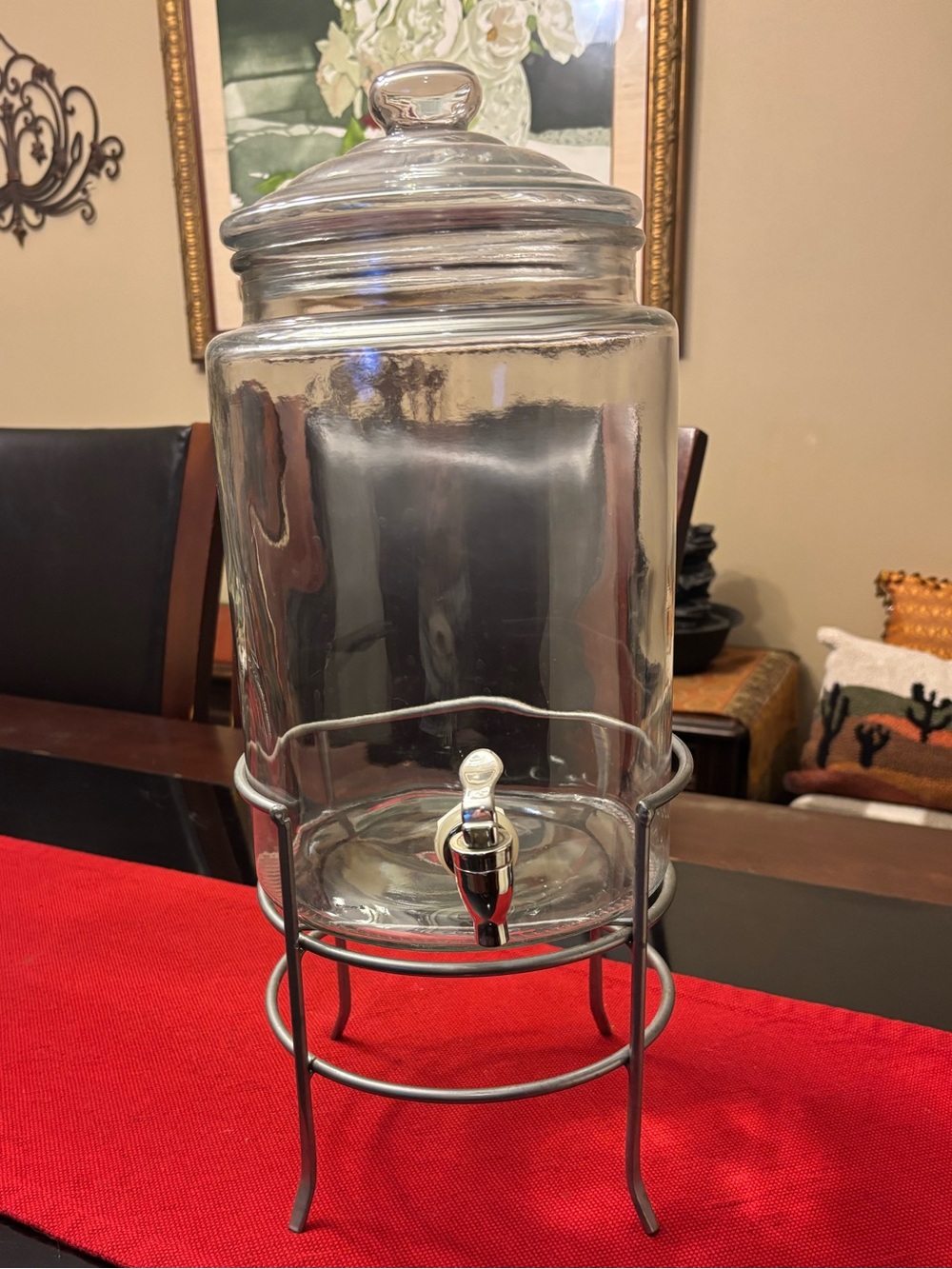 Glass Beverage Dispenser with Silver Gray Metal Stand - Clear - Picture 5 of 6